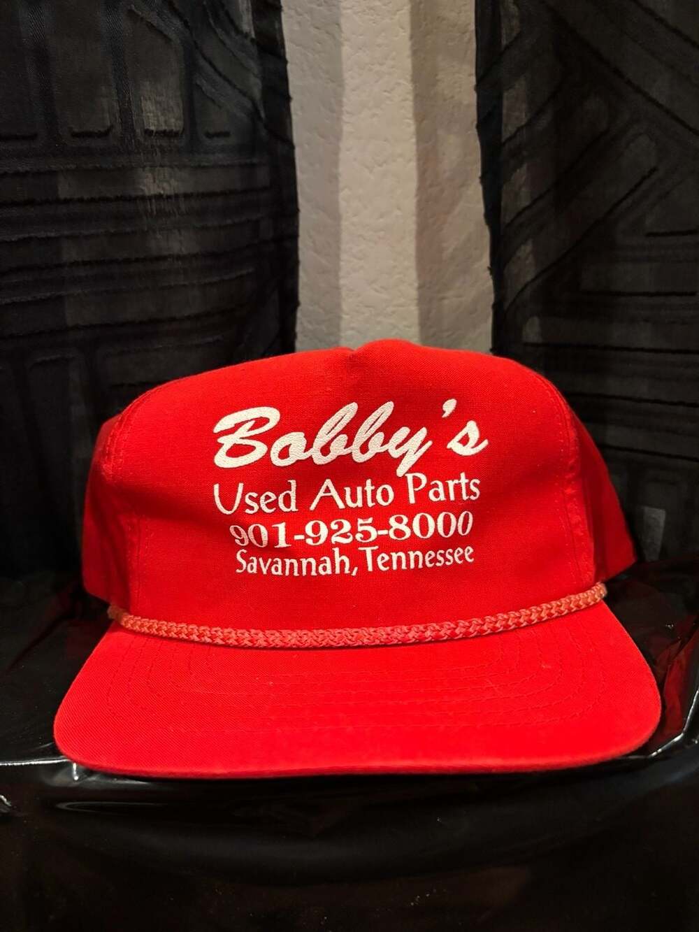 Vintage Bobby's Used Auto Parts Savannah Tennessee Red Rope Trucker Snapback Hat